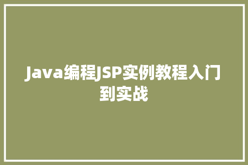 Java编程JSP实例教程入门到实战 工作总结 Java编程JSP实例教程入门到实战 工作总结