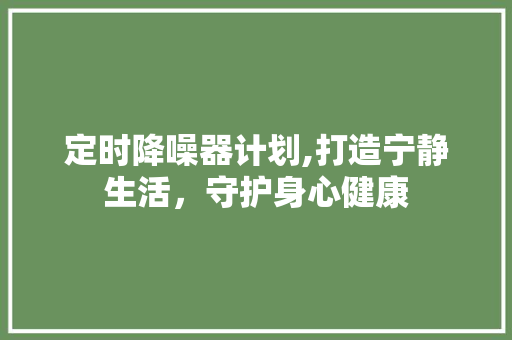 定时降噪器计划,打造宁静生活，守护身心健康