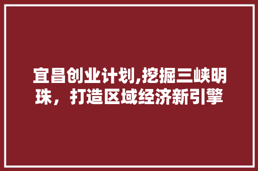 宜昌创业计划,挖掘三峡明珠，打造区域经济新引擎