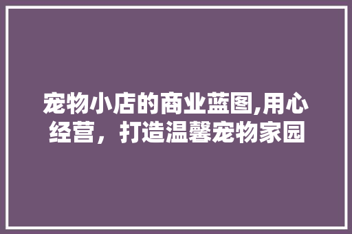宠物小店的商业蓝图,用心经营，打造温馨宠物家园