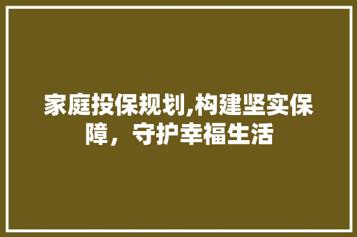 家庭投保规划,构建坚实保障，守护幸福生活