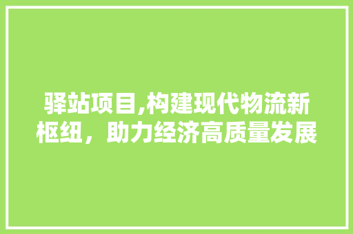 驿站项目,构建现代物流新枢纽，助力经济高质量发展