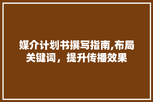 媒介计划书撰写指南,布局关键词，提升传播效果 特写稿