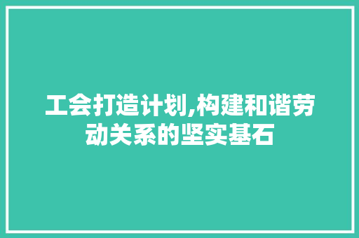 工会打造计划,构建和谐劳动关系的坚实基石