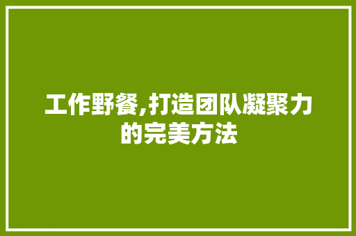 工作野餐,打造团队凝聚力的完美方法