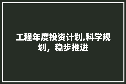 工程年度投资计划,科学规划，稳步推进 生活感悟