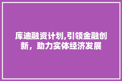 库迪融资计划,引领金融创新，助力实体经济发展