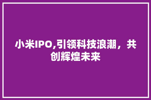 小米IPO,引领科技浪潮，共创辉煌未来