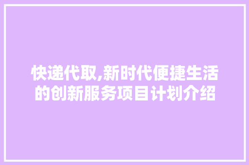快递代取,新时代便捷生活的创新服务项目计划介绍