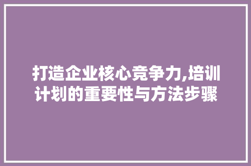 打造企业核心竞争力,培训计划的重要性与方法步骤