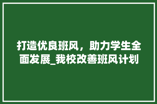 打造优良班风，助力学生全面发展_我校改善班风计划讨论