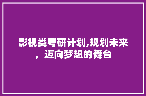 影视类考研计划,规划未来，迈向梦想的舞台