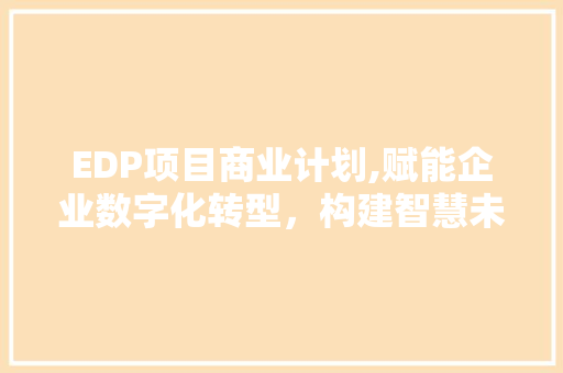 EDP项目商业计划,赋能企业数字化转型，构建智慧未来