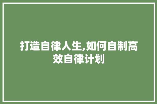 打造自律人生,如何自制高效自律计划