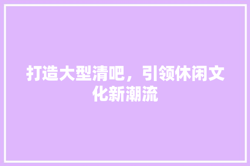打造大型清吧，引领休闲文化新潮流