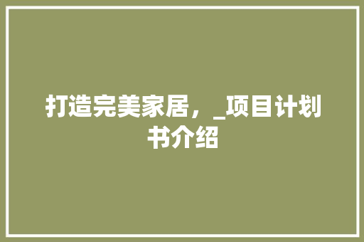 打造完美家居，_项目计划书介绍
