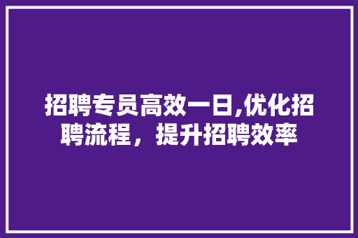 招聘专员高效一日,优化招聘流程，提升招聘效率