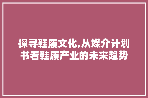 探寻鞋履文化,从媒介计划书看鞋履产业的未来趋势 生活感悟