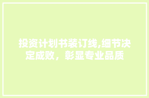 投资计划书装订线,细节决定成败，彰显专业品质