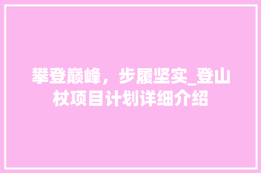 攀登巅峰，步履坚实_登山杖项目计划详细介绍