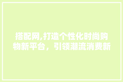 搭配网,打造个性化时尚购物新平台，引领潮流消费新风尚