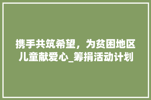 携手共筑希望，为贫困地区儿童献爱心_筹捐活动计划书