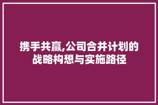 携手共赢,公司合并计划的战略构想与实施路径