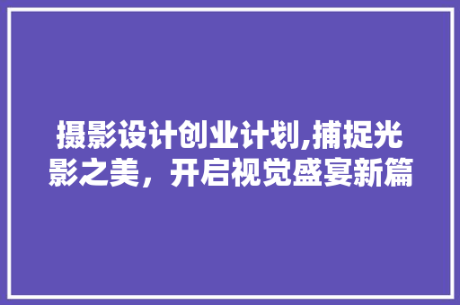摄影设计创业计划,捕捉光影之美，开启视觉盛宴新篇章