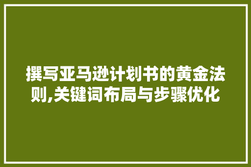 撰写亚马逊计划书的黄金法则,关键词布局与步骤优化