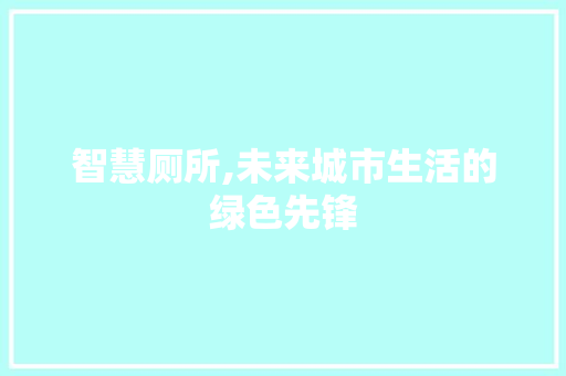 智慧厕所,未来城市生活的绿色先锋