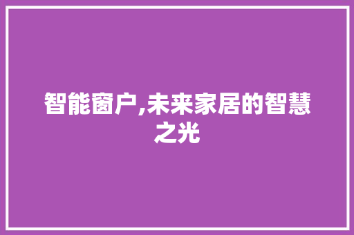 智能窗户,未来家居的智慧之光