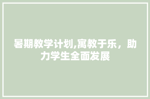 暑期教学计划,寓教于乐，助力学生全面发展