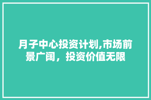 月子中心投资计划,市场前景广阔，投资价值无限