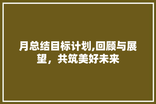 月总结目标计划,回顾与展望，共筑美好未来