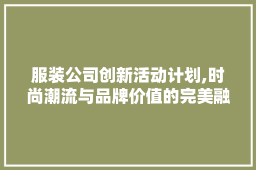 服装公司创新活动计划,时尚潮流与品牌价值的完美融合 生活感悟