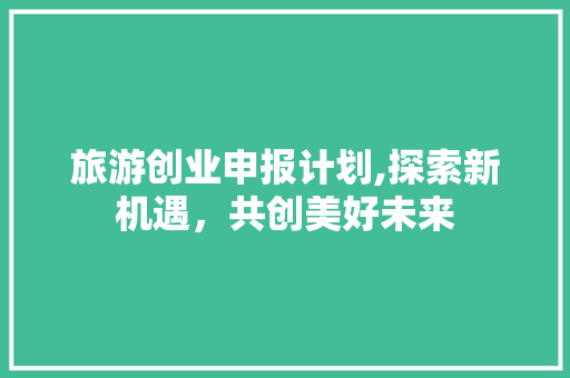 旅游创业申报计划,探索新机遇，共创美好未来