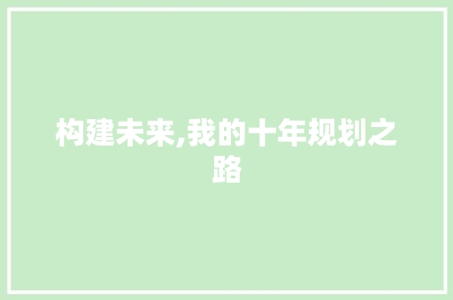 构建未来,我的十年规划之路