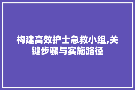 构建高效护士急救小组,关键步骤与实施路径