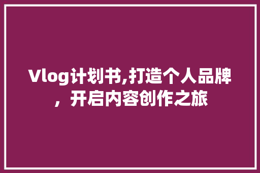 Vlog计划书,打造个人品牌，开启内容创作之旅