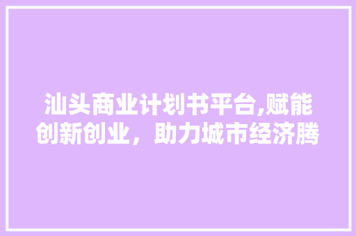 汕头商业计划书平台,赋能创新创业，助力城市经济腾飞