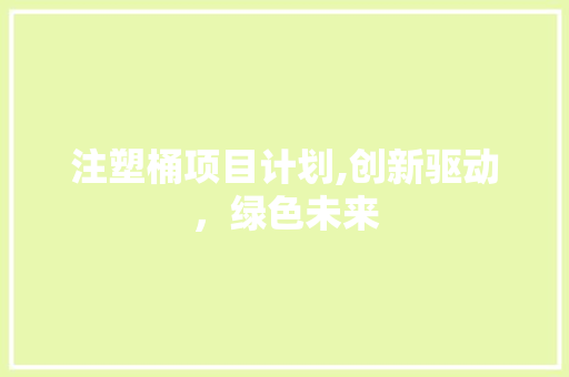 注塑桶项目计划,创新驱动，绿色未来