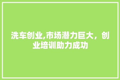 洗车创业,市场潜力巨大，创业培训助力成功