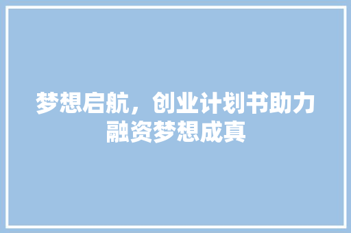 梦想启航，创业计划书助力融资梦想成真