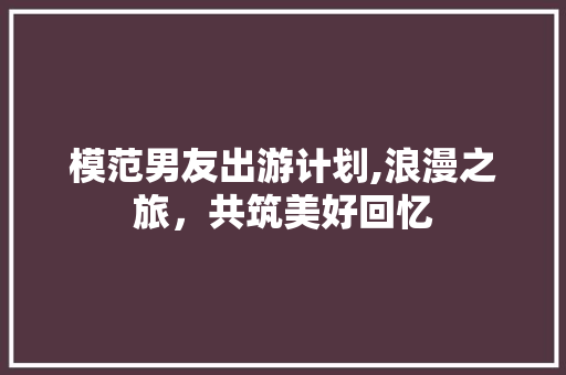 模范男友出游计划,浪漫之旅，共筑美好回忆