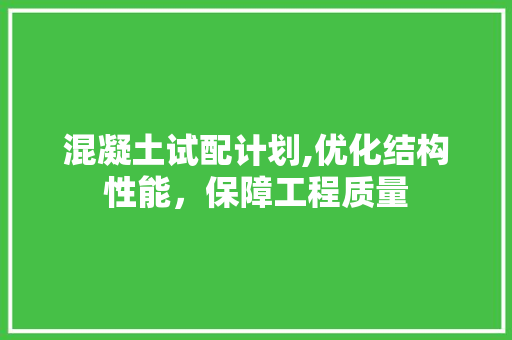 混凝土试配计划,优化结构性能，保障工程质量