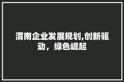 渭南企业发展规划,创新驱动，绿色崛起