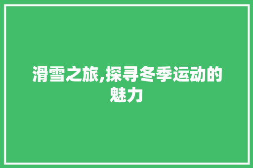滑雪之旅,探寻冬季运动的魅力