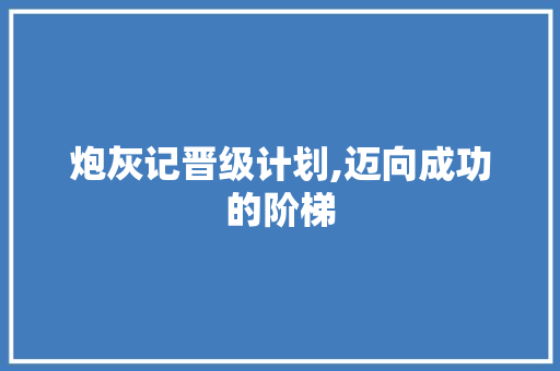 炮灰记晋级计划,迈向成功的阶梯
