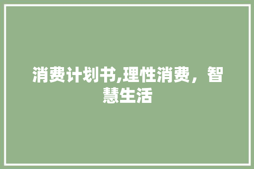 消费计划书,理性消费，智慧生活