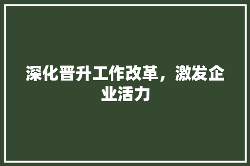深化晋升工作改革，激发企业活力